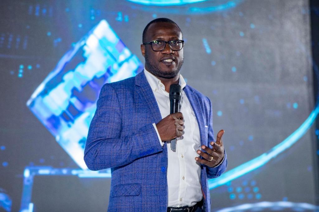 Ali Balunya, Director of Sales and Distribution at Airtel Uganda speaking during the launch of the ZTE Nubia Smartphone series in Uganda at Skyz Hotel in Naguru. Courtesy Photo