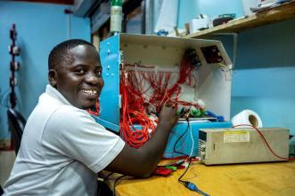 Anatoli Kirigwajjo, developer of YUNGA, a local digital security network that connects neighbors to each other and police within a 20km radius via a physical device to provide security at a low cost. (COURTESY PHOTO)