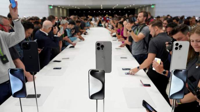 At Apple's Wonderlust event during the official launch of the iPhone 15 series, Apple Watch Series 9 and Watch Ultra 2. PHOTO: REUTERS / Loren Elliott