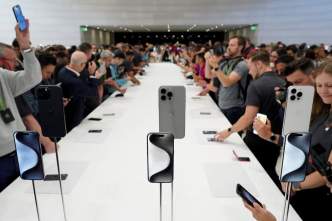 At Apple's Wonderlust event during the official launch of the iPhone 15 series, Apple Watch Series 9 and Watch Ultra 2. PHOTO: REUTERS / Loren Elliott