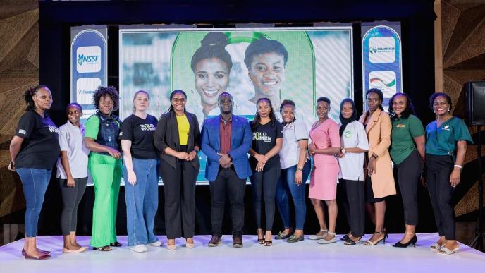 Winners from the Bold Women Cohort by Mkazipreneur, an accelerator of the NSSF Hi-Innovator pose for a group photo. Each of the winner will receive an investment of $20,000 to further grow their businesses. PHOTO: Filmreport.ug