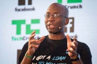 Carbon Chief Executive Officer and Co-founder; Mr Chijioke Dozie speaking at a Tech Crunch event. Courtesy Photo