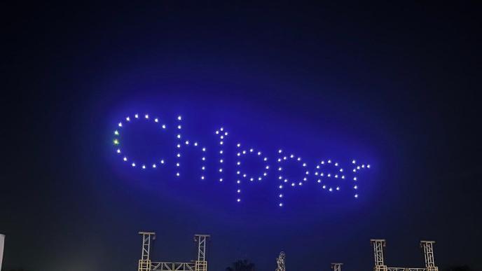 Chipper Cash brand name 'Chipper' lit up during the Financial Inclusion Conference to indicate its official launch in Rwanda. COURTESY PHOTO