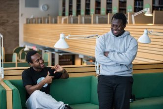 Chipper Cash Founders; Ugandan Ham Serunjogi (R) and Ghanaian Majid Moujaled (L) sharing a light moment together. (PHOTO: Chipper Cash)