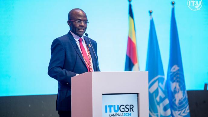 Dr. Cosmas Luckyson Zavazava, Director of ITU's Telecommunication Development Bureau speaking at the GSR-24 in Kampala, Uganda. ITU Photos