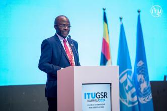 Dr. Cosmas Luckyson Zavazava, Director of ITU's Telecommunication Development Bureau speaking at the GSR-24 in Kampala, Uganda. ITU Photos