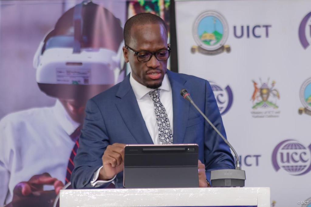 Dean Munene, Chair-Governing Council at UICT speaking at the launch of the AVR Cluster Center at UICT. Courtesy Photo/UICT