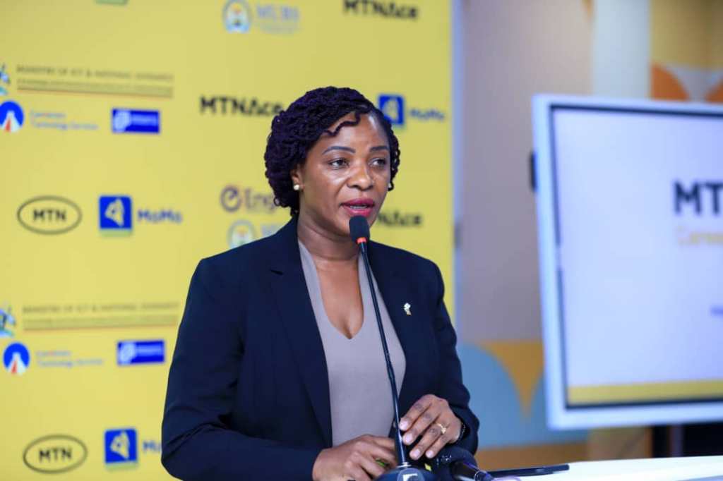 Dr. Diana Nandagire Ntamu, Director at the MUBs Entrepreneurship, Innovation, and Incubation Centre speaking at the launch of the second cohort of the MTN ACE Program. Courtesy Photo/MTN Uganda