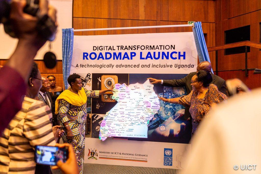 The Vice President of the Republic of Uganda, H.E Jessica Alupo (left) officially launches the Digital Transformation Roadmap. COURTESY PHOTO