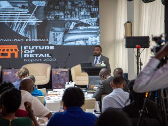 CK Japheth; The Innovation Village Team Lead speaking at the launch of the Thought of Leadership report on ‘Future of Retail’ in Uganda. Courtesy Photo