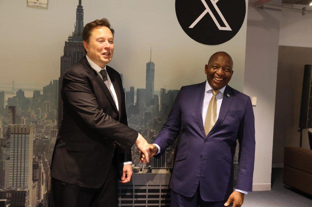 Elon Musk with Hon. Sam Matekane, Prime Minister of The Kingdom of Lesotho. Courtesy Photo/via X