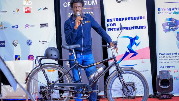 Geofrey Mutabazi, the CEO and Founder of Karaa Africa, a startup that designs and manufactures affordable electric bicycles tailored for Africa. (COURTESY PHOTO / Geofrey Mutabazi) Mutabazi is exhibiting Karaa at the GITEX Africa Digital Summit in Marrakech, Morocco.