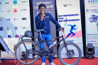 Geofrey Mutabazi, the CEO and Founder of Karaa Africa, a startup that designs and manufactures affordable electric bicycles tailored for Africa. (COURTESY PHOTO / Geofrey Mutabazi) Mutabazi is exhibiting Karaa at the GITEX Africa Digital Summit in Marrakech, Morocco.