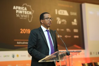 H.E. Dr. -Ing Getahun Mekuria, Minister of Innovation & Technology, Ethiopia speaking at the Africa Fintech Summit in Addis Ababa in November last year. Courtesy Photo: Africa Fintech Summit