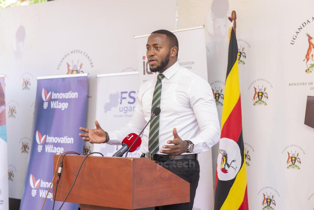 ICTAU Chairman, Gideon Nkurunungi addressing the press at the launch of the Inaugural ICT National Summit. PHOTO: PC Tech Magazine