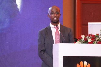 NITA-U Executive Director, Dr. Hatwib Mugasa speaking at the Huawei ICT Congress at the Sheraton Hotel in Kampala.