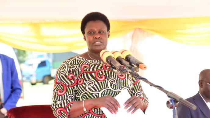 H.E Jessica Alupo, Vice President of Uganda, speaking at the launch of Huawei's DigiTruck Project in the Teso Sub-region in eastern Uganda.