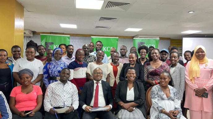 KCB Bank officials and bank agents pose for a group photo after the launch of the KCBU Agent App during a 2-day training that was organized by the KCB bank at Hotel Africana on from 12th to 14th September 2023.