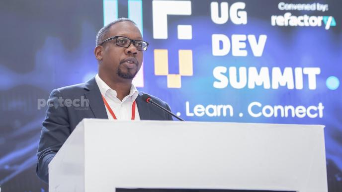 Michael Mukasa, CEO of Liquid Intelligent Technologies Uganda, speaking at the Uganda Developer's Summit at the National ICT Innovation Hub in Nakawa. PHOTO: PC Tech Magazine