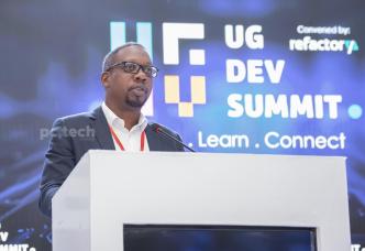 Michael Mukasa, CEO of Liquid Intelligent Technologies Uganda, speaking at the Uganda Developer's Summit at the National ICT Innovation Hub in Nakawa. PHOTO: PC Tech Magazine