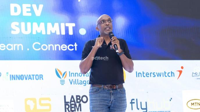 Refactory Academy, Executive Director, Michael Niyitegeka speaking at the end of the UG Dev Summit. PHOTO: PC Tech Magazine