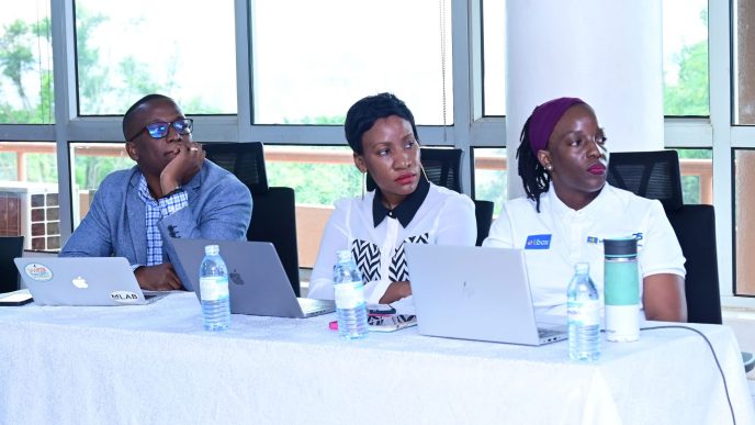 The 2023 MTN Uganda MoMo hackathon Judges (L-R); Dr. Raymond Mugwanya, Jamillah Mayombwe, and Viola Namuyaba.