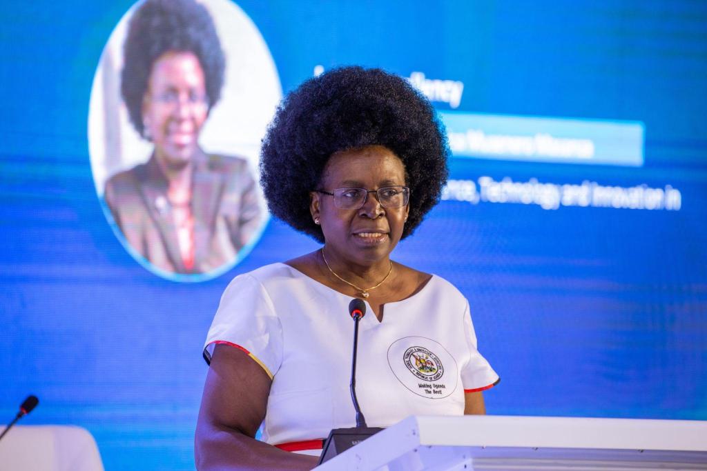 Minister of Science, Technology, and Innovation, Dr. Monica Musenero speaking at the inaugural Uganda deep technology summit. Courtesy Photo