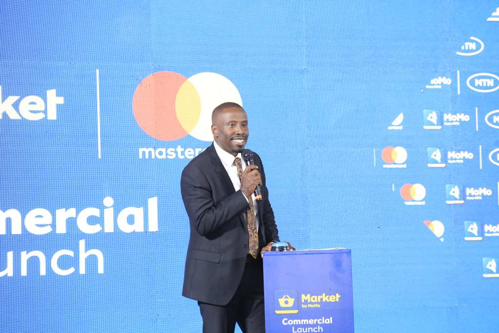 Brian Mutungi, e-Commerce Country Lead of MTN Group Fincommerce speaking at the launch of Market by MoMo.