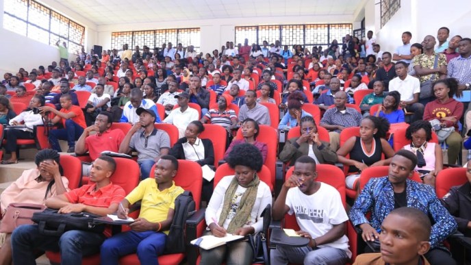 ICT university students of Makerere University Business School (MUBS) pictured during a Huawei ICT competition presentation.