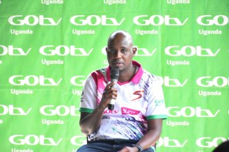 PR and Communications Manager at Multichoice Uganda, Rinaldi Jamugisa speaking at the launch of the GOtv Stream app at their head offices in Kololo.