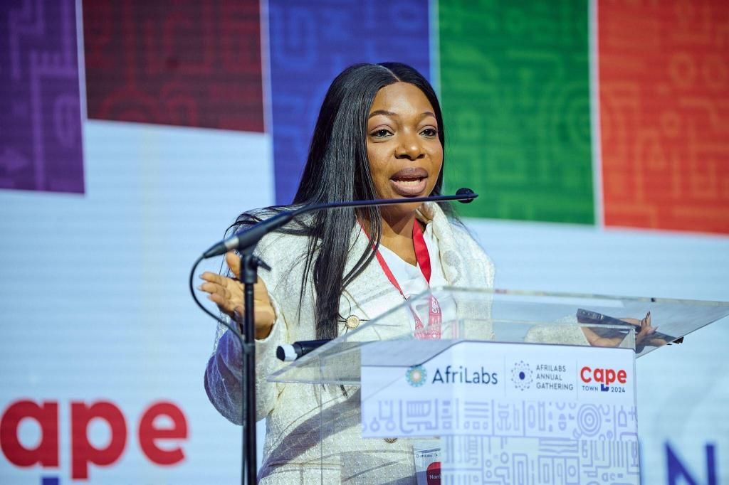 Nanko Madu, Director of Programmes at AfriLabs speaking at the AfriLabs Annual Gathering at Cape Town International Convention Centre in Cape Town, South Africa. PHOTO: AfriLabs