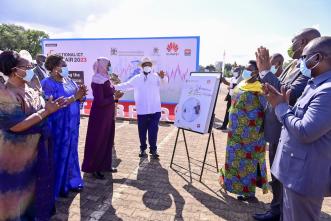 President Yoweri Museveni waves after launching the 2nd edition of the National ICT Job Fair at Kololo Independence Ground in 2023. PHOTO: Ministry of ICT and National Guidance/via X