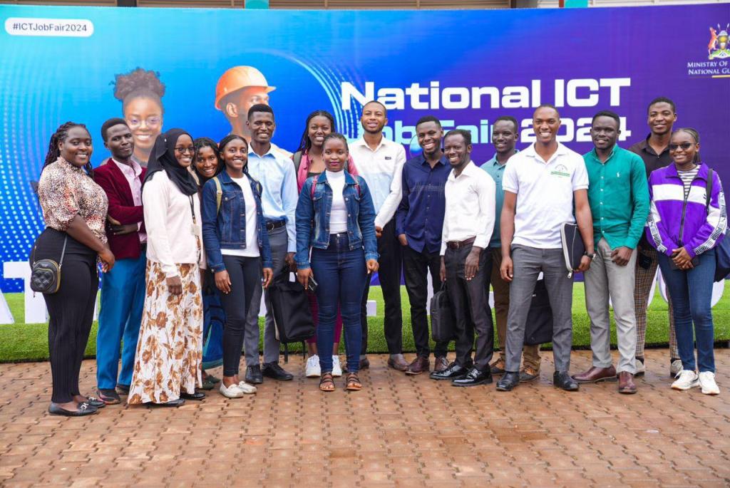 Some of the attendees pose for a group photo at the 2024 National ICT Job Fair held at the National ICT Innovation Hub in Nakawa. Courtesy Photo