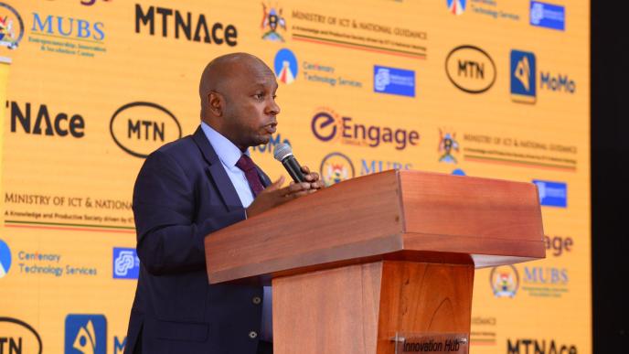 Peter Kahiigi, CTO at Centenary Technology Services speaking at the launch of the Second Phase of the MTN Ace Program. The launch event was held at the National ICT Innovation Hub in Nakawa. COURTESY PHOTO/MTN