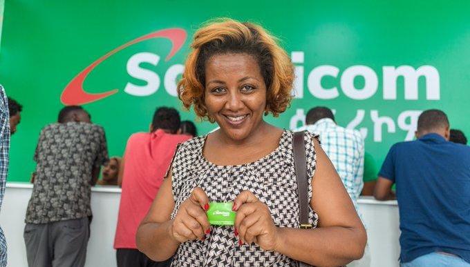 Safaricom Ethiopia customer pictured after buying a safaricom line at the launch of telco in Ethiopia. COURTESY PHOTO/FILE PHOTO