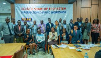 Partners pose for a group photo after a ground-breaking a Uganda Startup Ecosystem Information Sharing Workshop. COURTESY PHOTO / Hive Colab