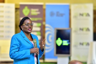 Ms. Stella Alibateese, Director Personal Data Protection Office, giving her opening remarks at the Data Privacy Day Conference in Uganda.