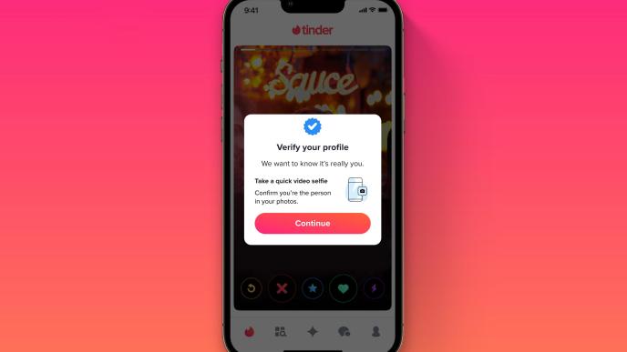 Tinder is strengthening its photo verification process by asking members to take a selfie video to prove who they are. (IMAGE: Tinder)