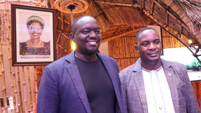 Tripesa CEO, David Gonahasa (left) and Buganda Heritage and Tourism Board Executive Director; Albert Kasozi pose for a photo after announcing a parternship that aims to amplify the allure of tourism in Uganda, particularly spotlighting the rich cultural heritage of the Buganda region. COURTESY PHOTO