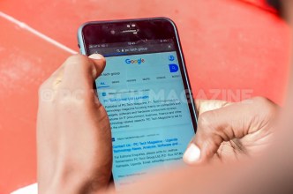 Uganda: Pictured a person using internet to access a web page on Google. Photo by: Humphrey Mpairwe