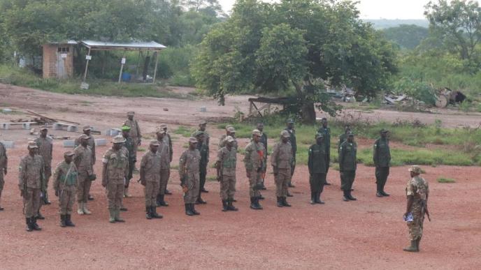 Uganda Wildlife Authority Rangers during at training course at the UWA Academy. Photo by Uganda Conservation Foundation.