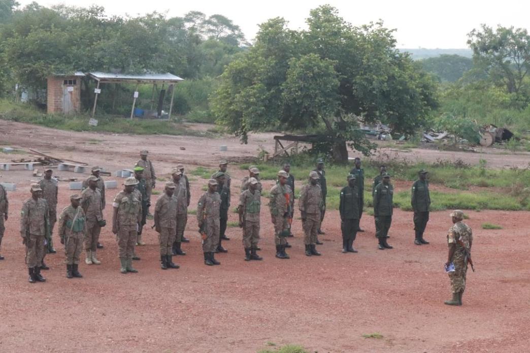 Uganda Wildlife Authority Rangers during at training course at the UWA Academy. Photo by Uganda Conservation Foundation.