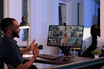 An employee attending a business meeting on videocall conference with colleagues. PHOTO: DCStudio / Freepik