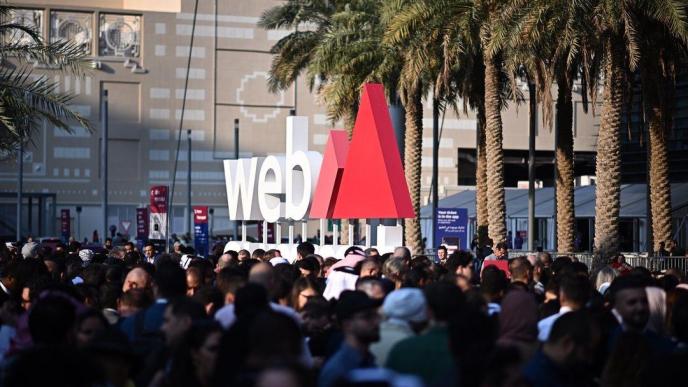 Attendees pictured at the entrance of the Doha Exhibition & Convention Center to attend the inaugural Web Summit Qatar which was officially opened by Sheikh Mohammed bin Abdulrahman bin Jassim Al Than, Prime Minister and Minister of Foreign Affairs. Over 15,000+ are in attendance. COURTESY PHOTO