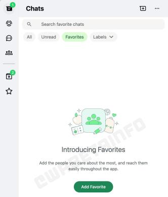 WhatsApp favorite contacts filter will allow users to designate favorite contacts for "a more convenient call placement!" IMAGE: WABetaInfo