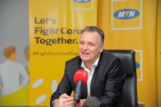 MTN Uganda CEO; Mr. Wim Vanhelleputte, addressing reporters on the company's plan to fight against coronavirus on Thursday 19th, March 2020.