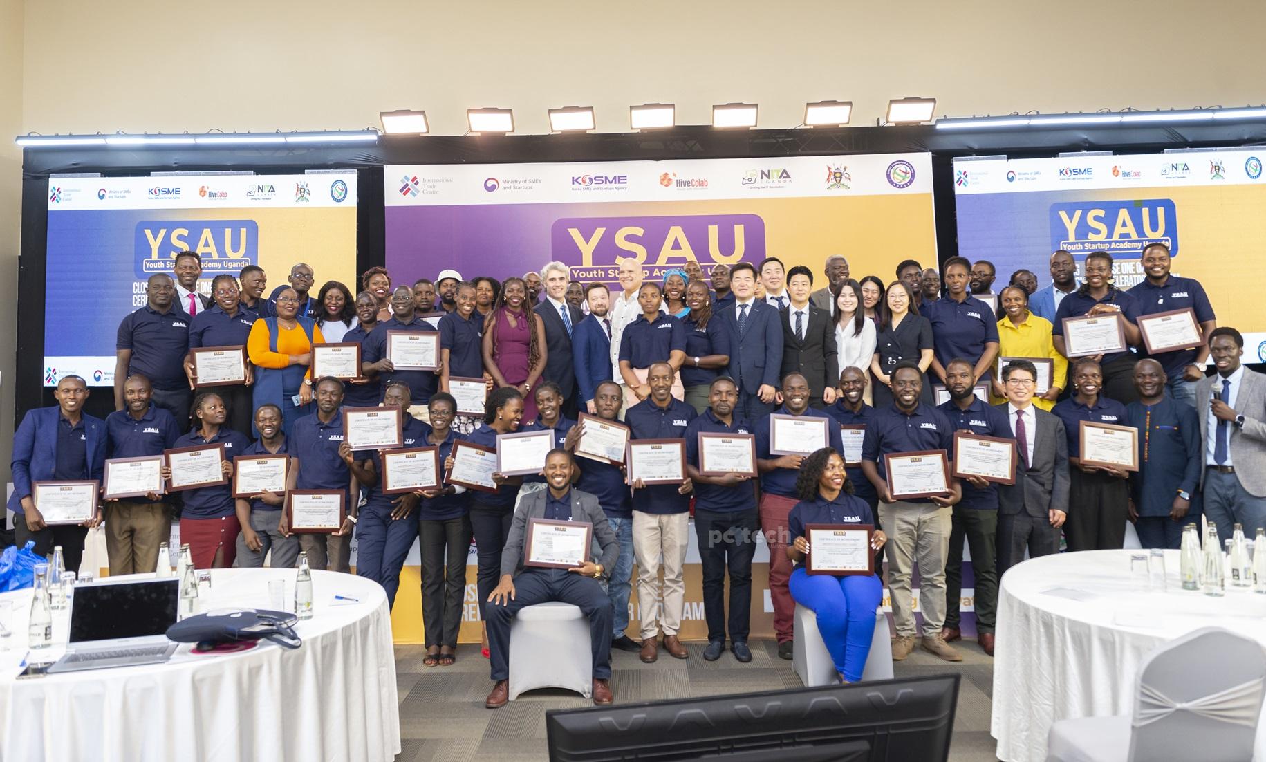 41 YSAU graduates with their certificates pose for a group photo with partners of the YSA program, delegates, and other representatives during the first day of the YSA closing ceremony. PHOTO: PC Tech Magazine.