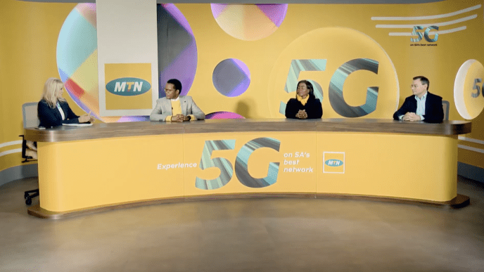 Launching 5G network in South Africa. (Pictured) : MTN South Africa CEO Godfrey Motsa (2nd from left) during the company’s live-streamed launch. Courtesy Photo | Stuff