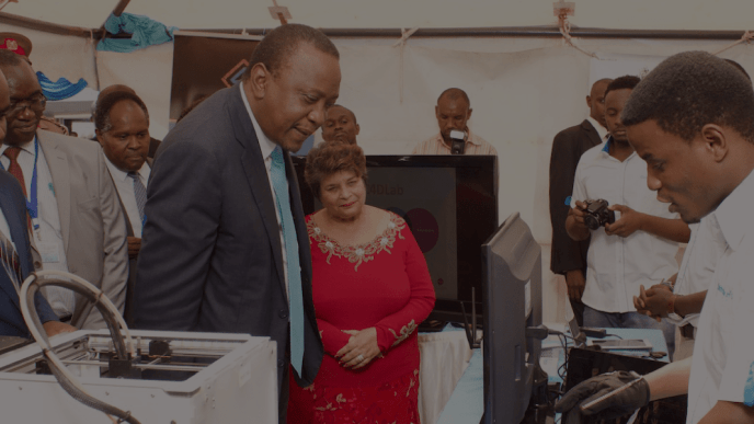 President Uhuru Kenyatta tours some of the exhibitors at the 3rd annual Nairobi Innovation Week in Kenya last year. (Photo Credit: NIW)